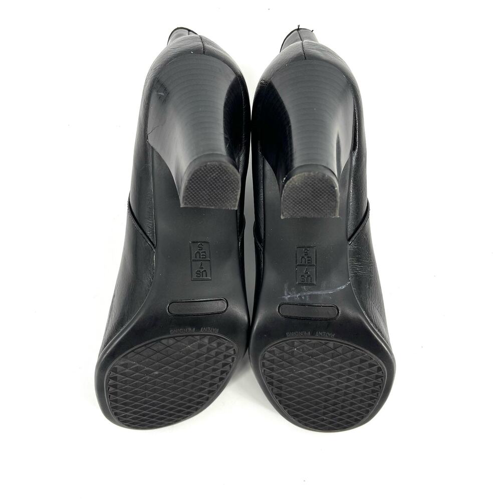 Aerosoles A2 Gravity Black Leather Pull-On booties‎ Heel Ankle Boots (7M) - Picture 8 of 11